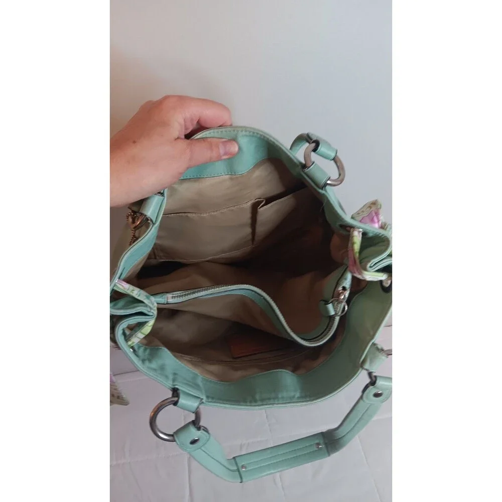 Coach Kyra Mint Green Hobo Bag Silk Scarfs Rare Vintage F13556